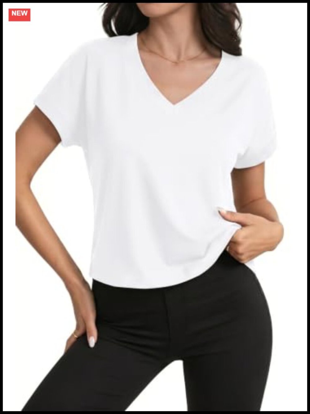 Women Cotton Blend V Neck Cap Sleeve Crop Top Workout T Shirt